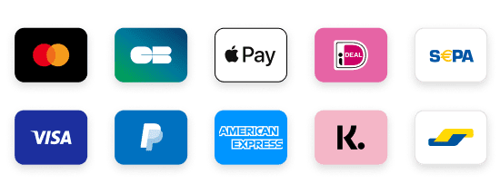 Betaalmethoden: iDEAL, PayPal, Visa, Mastercard
